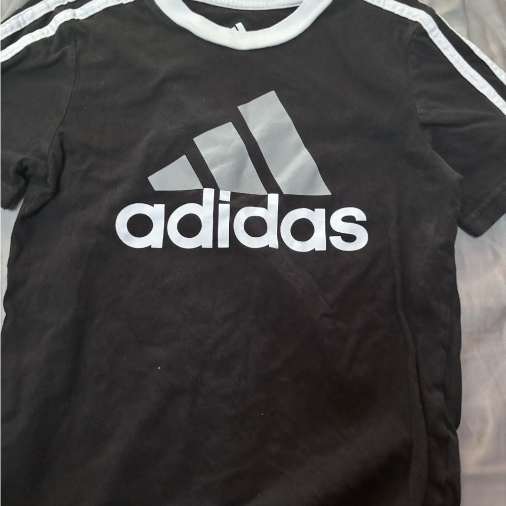 Adidas Kids Black Tee with White Logo